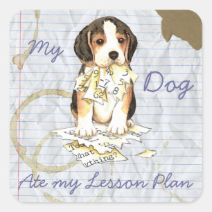 My Beagle Ate My Lesson Plan Square Sticker
