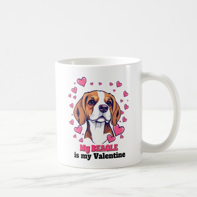 My Beagle is My Valentine Dog Cute Funny Coffee Mug (Right)