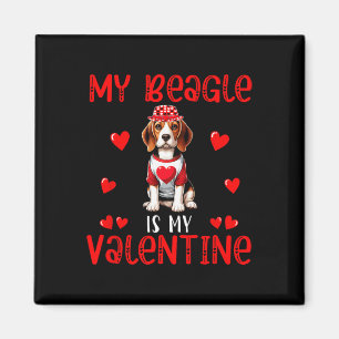 My Beagle Is My Valentine Hearts Costume Single Ow Magnet