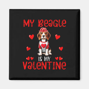 My Beagle Is My Valentine Hearts Costume Single Ow Magnet