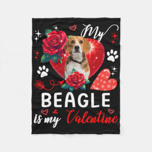 My Beagle Is My Valentine Owner Lover Floral Heart Fleece Blanket