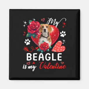 My Beagle Is My Valentine Owner Lover Floral Heart Magnet