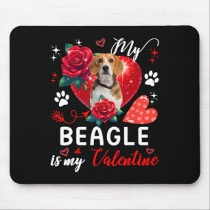 My Beagle Is My Valentine Owner Lover Floral Heart Mouse Pad