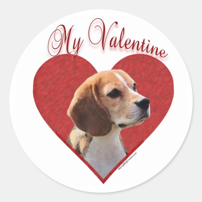 My Beagle Valentine Classic Round Sticker (Front)