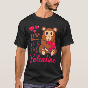 My Bear Is My Valentine Bear Holding A Big Heart V T-Shirt