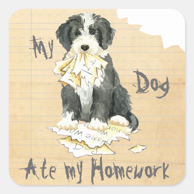 My Bearded Collie Ate My Homework Square Sticker (Front)