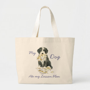 My Bearded Colllie Ate My Lesson Plan Large Tote Bag