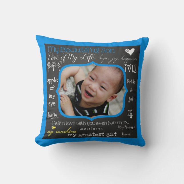 My Beautiful Son Custom Photo Throw Pillow (Front)