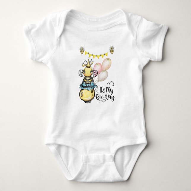 My Bee Day Bodysuit, Bumblebee Baby Clothes Bodysuit (Front)