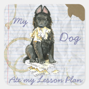 My Belgian Sheepdog Ate My Lesson Plan Square Sticker