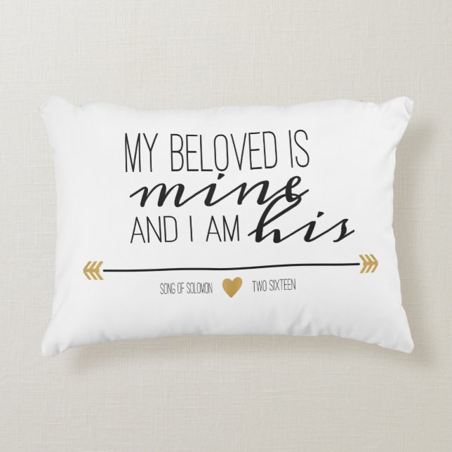 My Beloved is Mine, Scripture Decorative Cushion (Front)