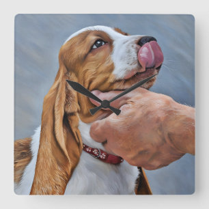 My Best Friend Basset Hound Square Wall Clock