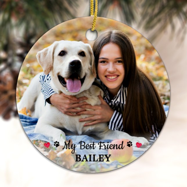 My Best Friend Dog Lover Keepsake Custom Pet Photo Ceramic Ornament (Creator Uploaded)