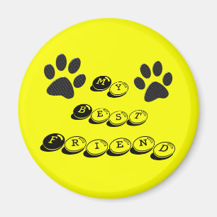 My Best Friend Dog Paws Polka Dot on yellow Magnet