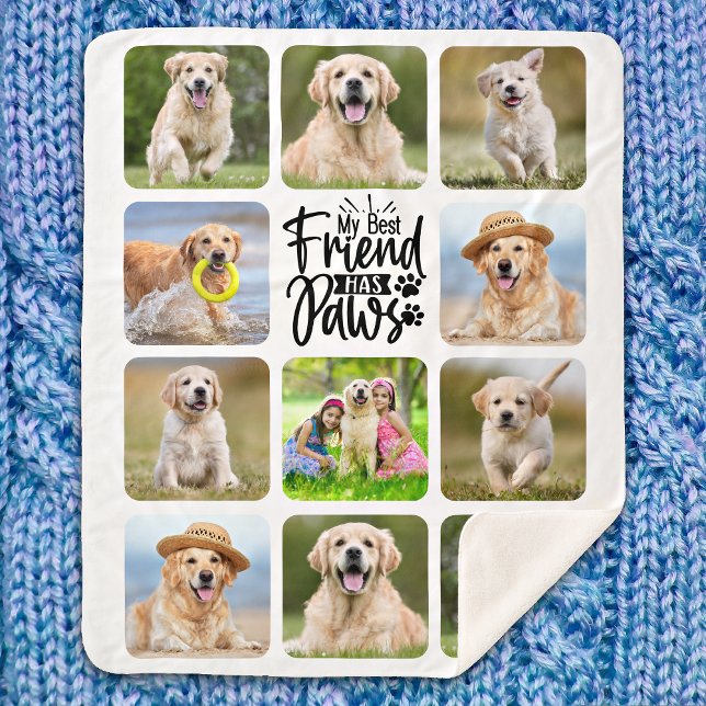 My Best Friend Has Paws Custom Pet Dog 11 Photo  Sherpa Blanket (Creator Uploaded)