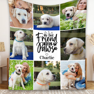 My Best Friend Has Paws Personalised 8 Photo Dog  Fleece Blanket