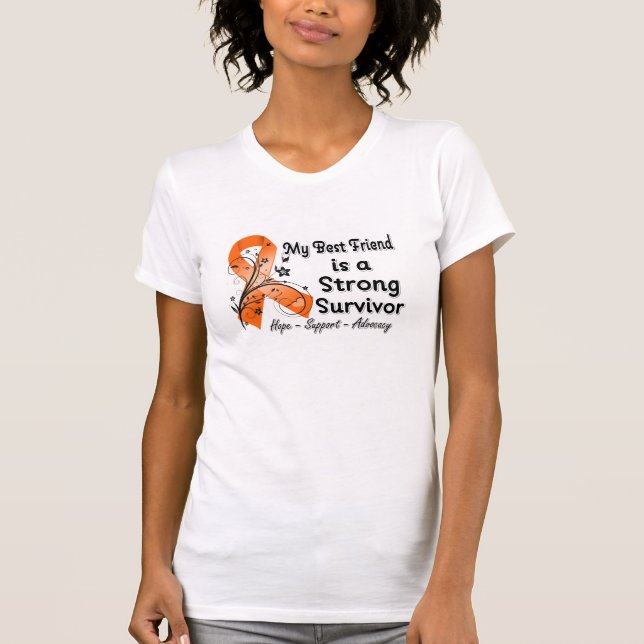 My Best Friend is a Strong Survivor Orange Ribbon T-Shirt (Front)
