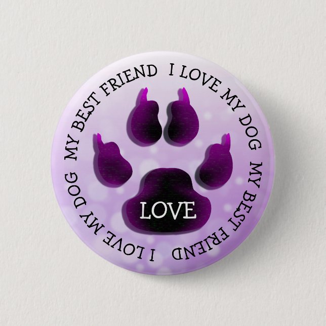 My Best Friend Paw Print Dog Canine Button (Front)