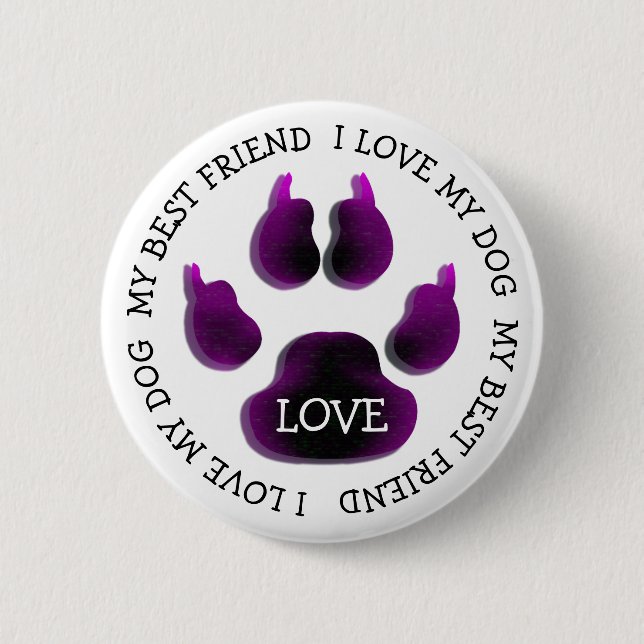 My Best Friend Paw Print Dog Canine Button (Front)