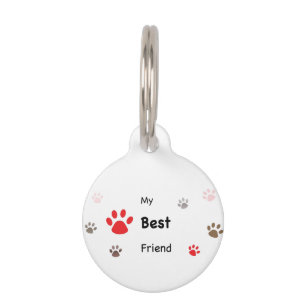 My Best Friend Paw Prints with Name and Phone Pet Tag