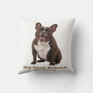 My Best Friend Snores – Brown French Bulldog Throw Cushion