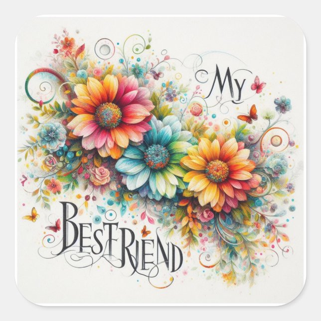 my best friend  square sticker (Front)