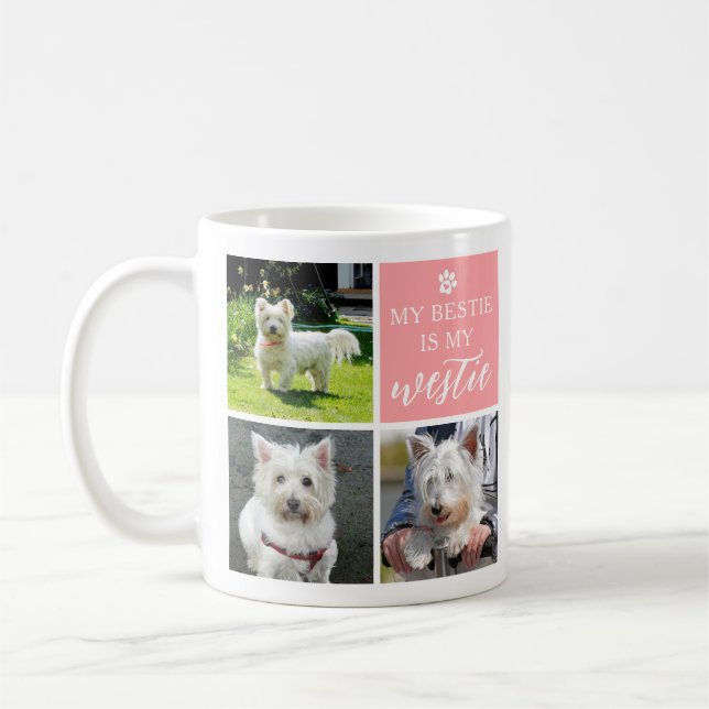 My Bestie is My Westie Dog Lover Photo Collage Coffee Mug (Left)