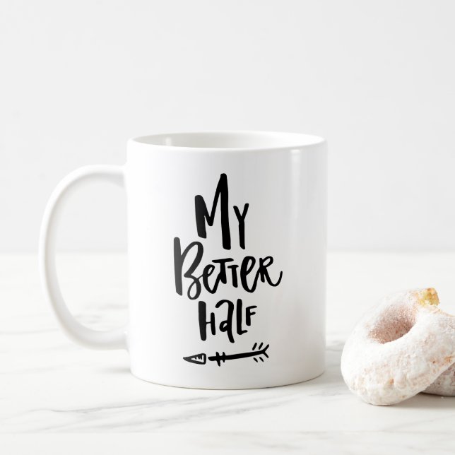 My Better Half Hand Lettered Left Arrow Mug (With Donut)