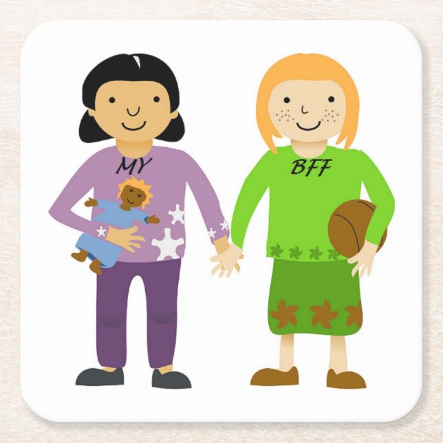 MY BFF SQUARE PAPER COASTER (Front)