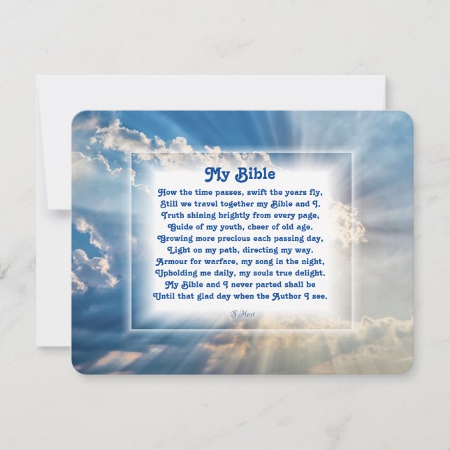 "My Bible" Christian poem with Sunlit Sky  Holiday (Front)