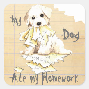 My Bichon Ate My Homework Square Sticker