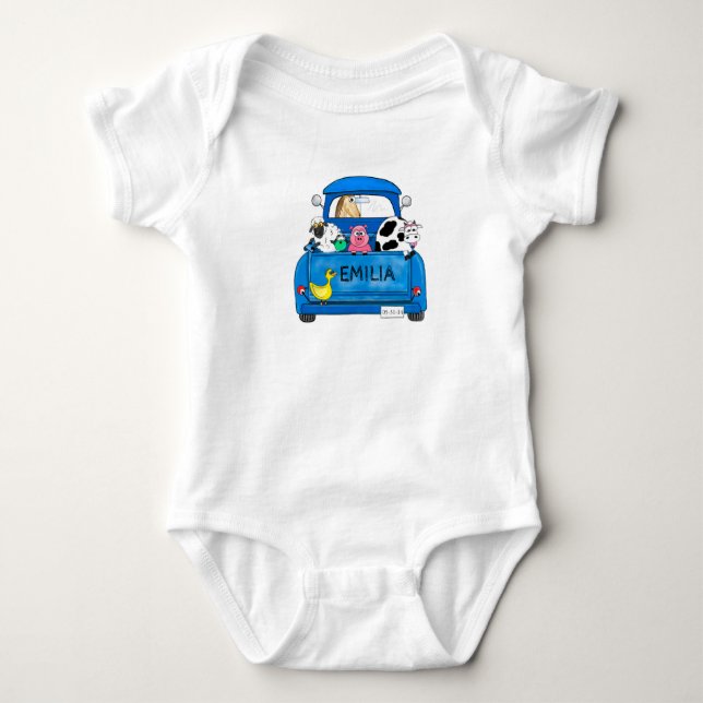 My Big Blue Truck Baby Bodysuit (Front)