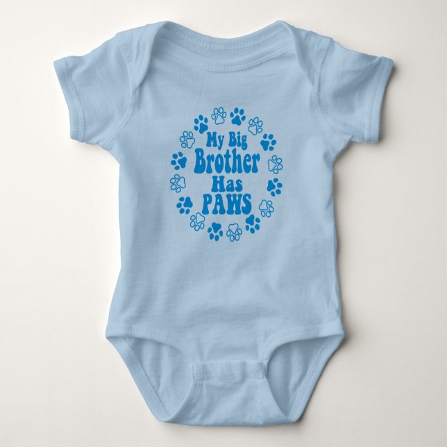 My Big Brother Has Paws - Cute   Baby Bodysuit (Front)