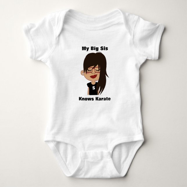 My Big Sis Knows Karate… ADD YOUR OWN TEXT Baby Bodysuit (Front)