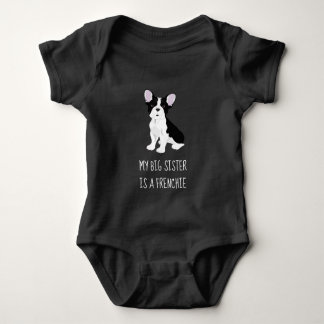 My Big Sister is a Frenchie Onsie - Black Baby Bodysuit