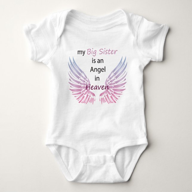 My Big sister Is An Angel In Heaven Baby Bodysuit (Front)