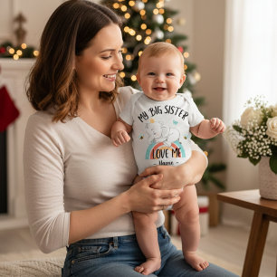 My Big Sister Love Me With Personalised Name Baby Bodysuit