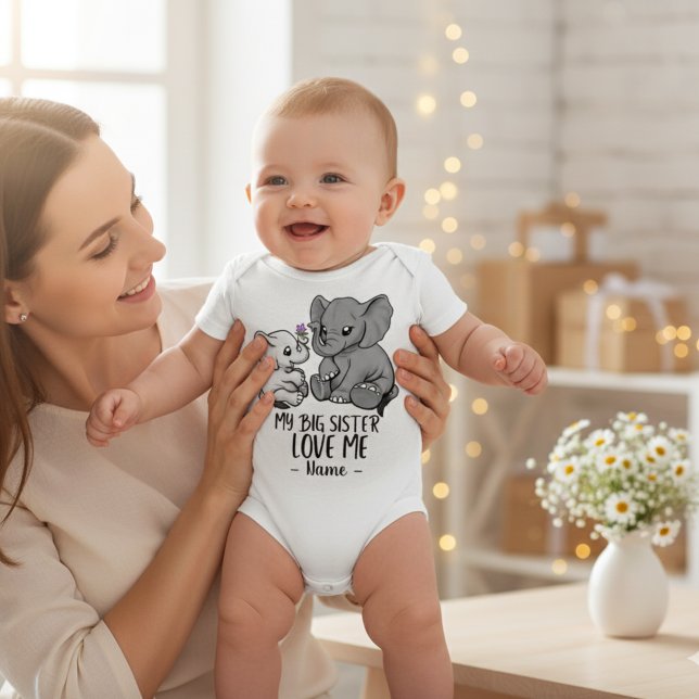 My Big Sister Love Me With Personalised Name Baby Bodysuit (My Big Sister Loves Me Personalized Baby Bodysuit)