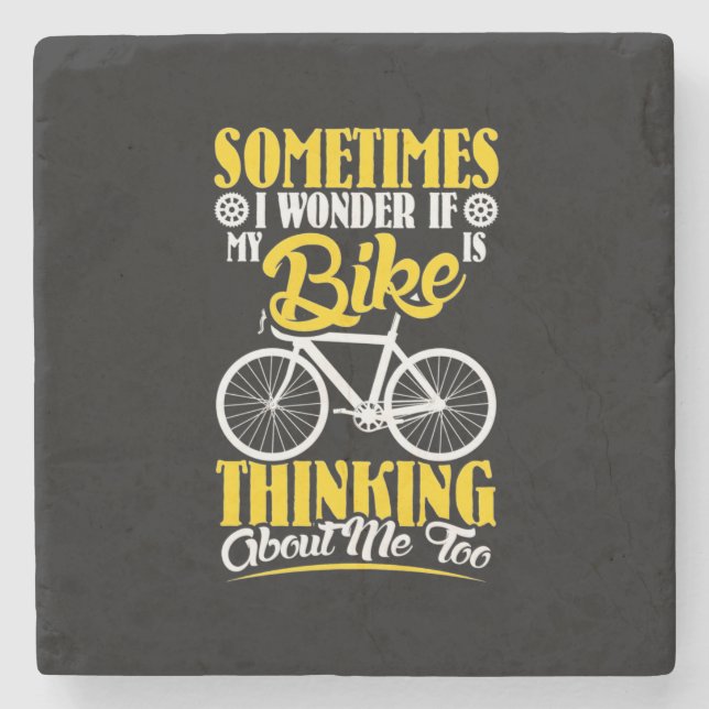 My Bike Thinking About Me Stone Coaster (Front)