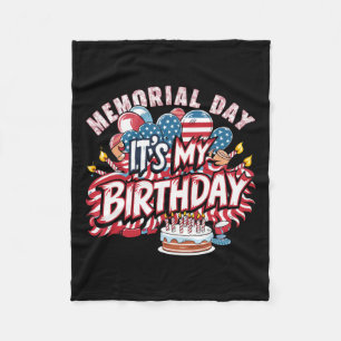 My Birthday Memorial Day Cool Retro Funny Independ Fleece Blanket
