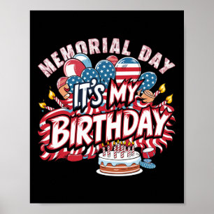 My Birthday Memorial Day Cool Retro Funny Independ Poster