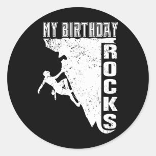 My Birthday Rocks Retro Climbing Classic Round Sticker