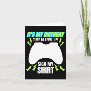 My Birthday Sign My Tee Video Game Bday Party Game Card