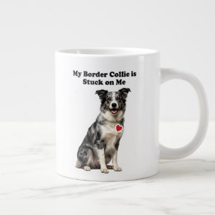My Blue Merle Border Collie Stuck On Me Large Coffee Mug