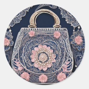 My Blue Purse AI art Classic Round Sticker