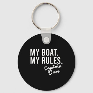 My Boat My Rules Captain Dave Personalised Boating Key Ring