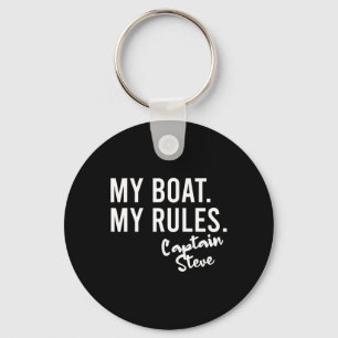 My Boat My Rules Captain Steve Personalised Boatin Key Ring