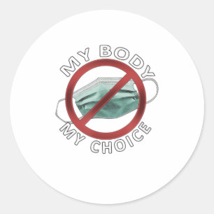 my body my choice mask classic round sticker
