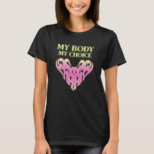 My Body My Choice Pink Heart Women's Rights Black T-Shirt