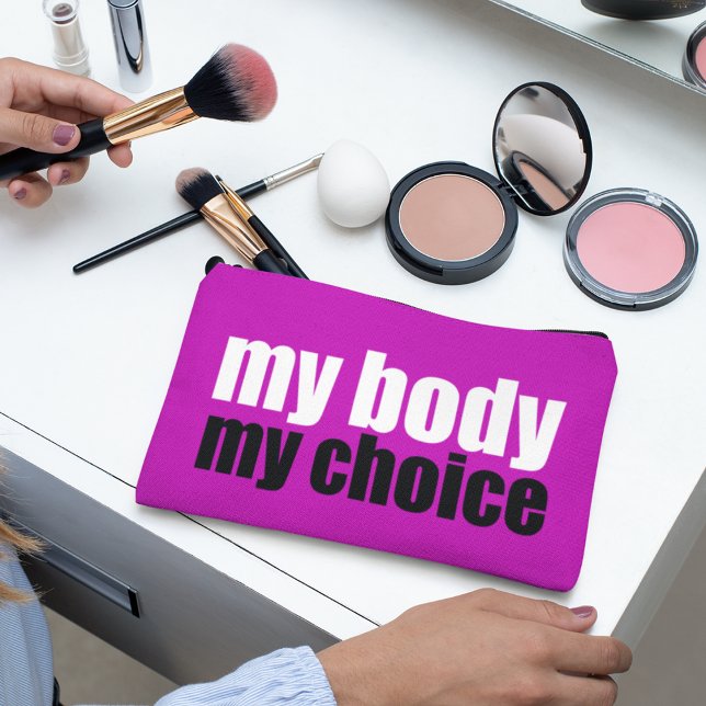 My Body My Choice Prochoice Feminist Pink Accessory Pouch (Creator Uploaded)
